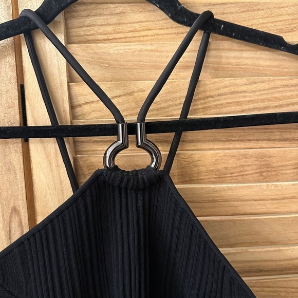 HERVE LEGER Cutout Ring-Embellished Black Bandage Bodysuit Size M - Picture 10 of 14